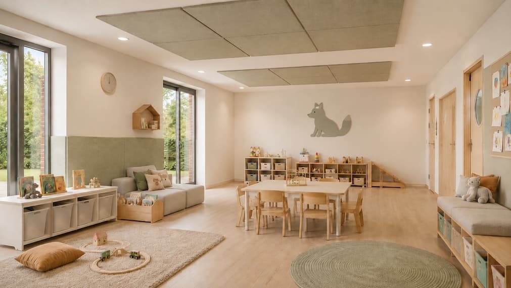 Kinderdagverblijf met PETfelt akoestische wandvlakken