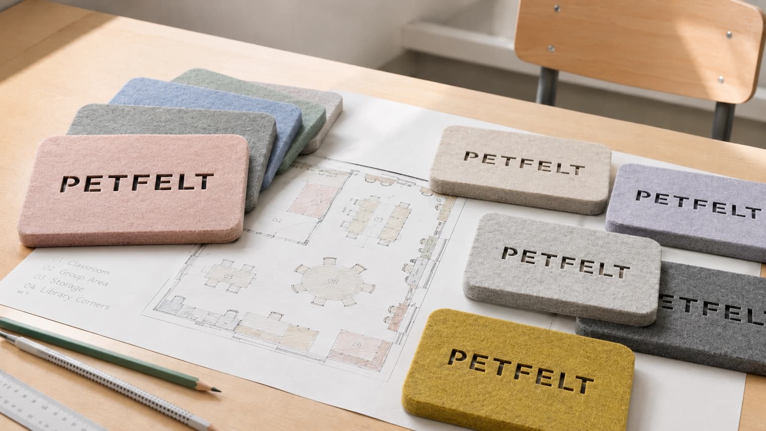 PETfelt kleuren en ontwerp voor schoolidentiteit