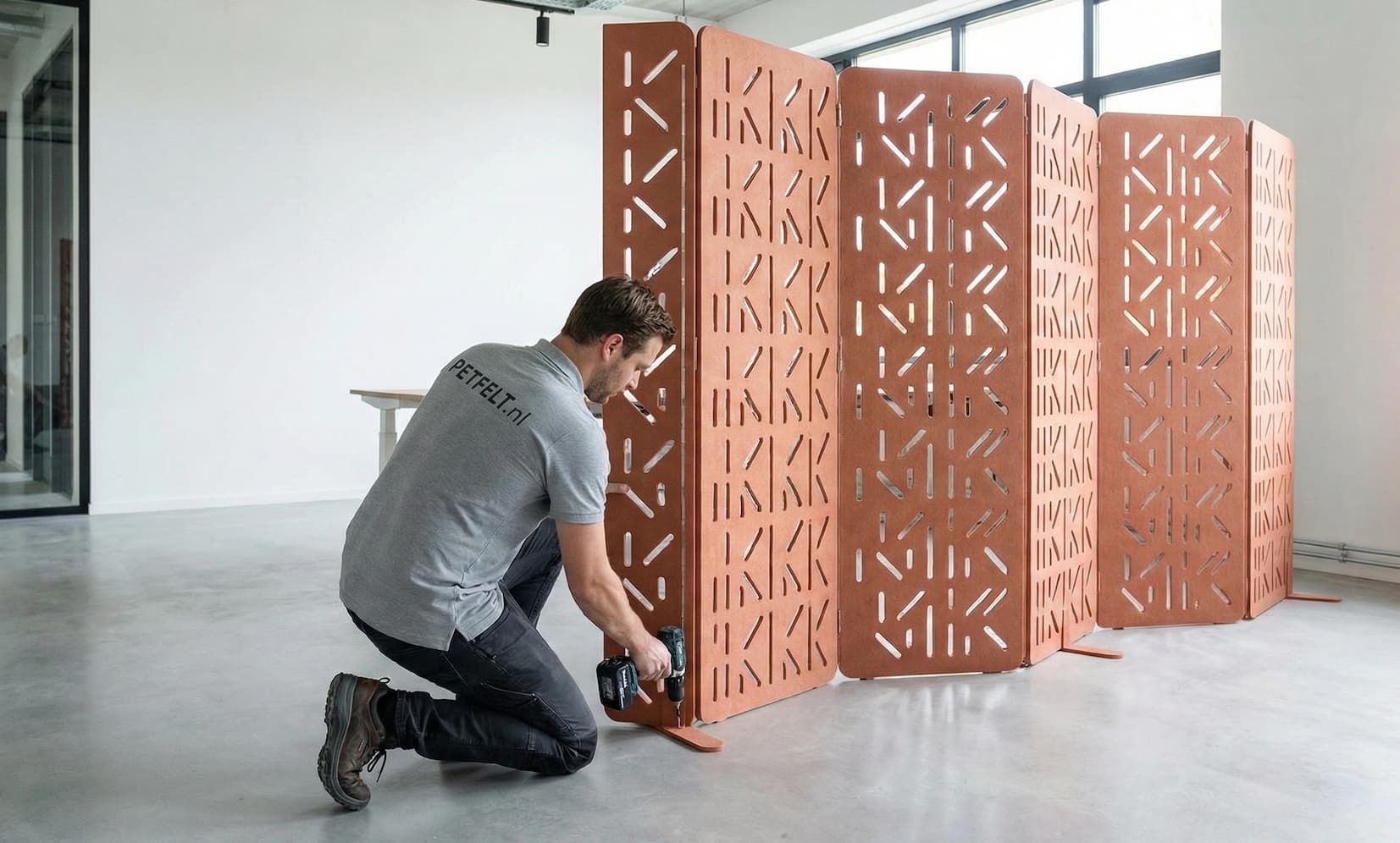 PETfelt design room divider in kantoorpand