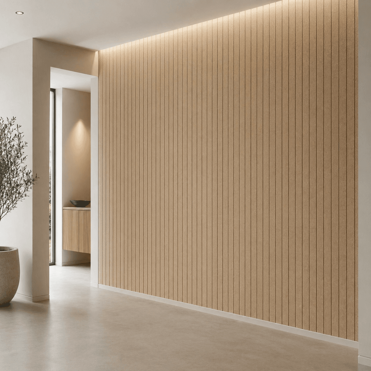 PETfelt panelen toegepast als warme wandbekleding