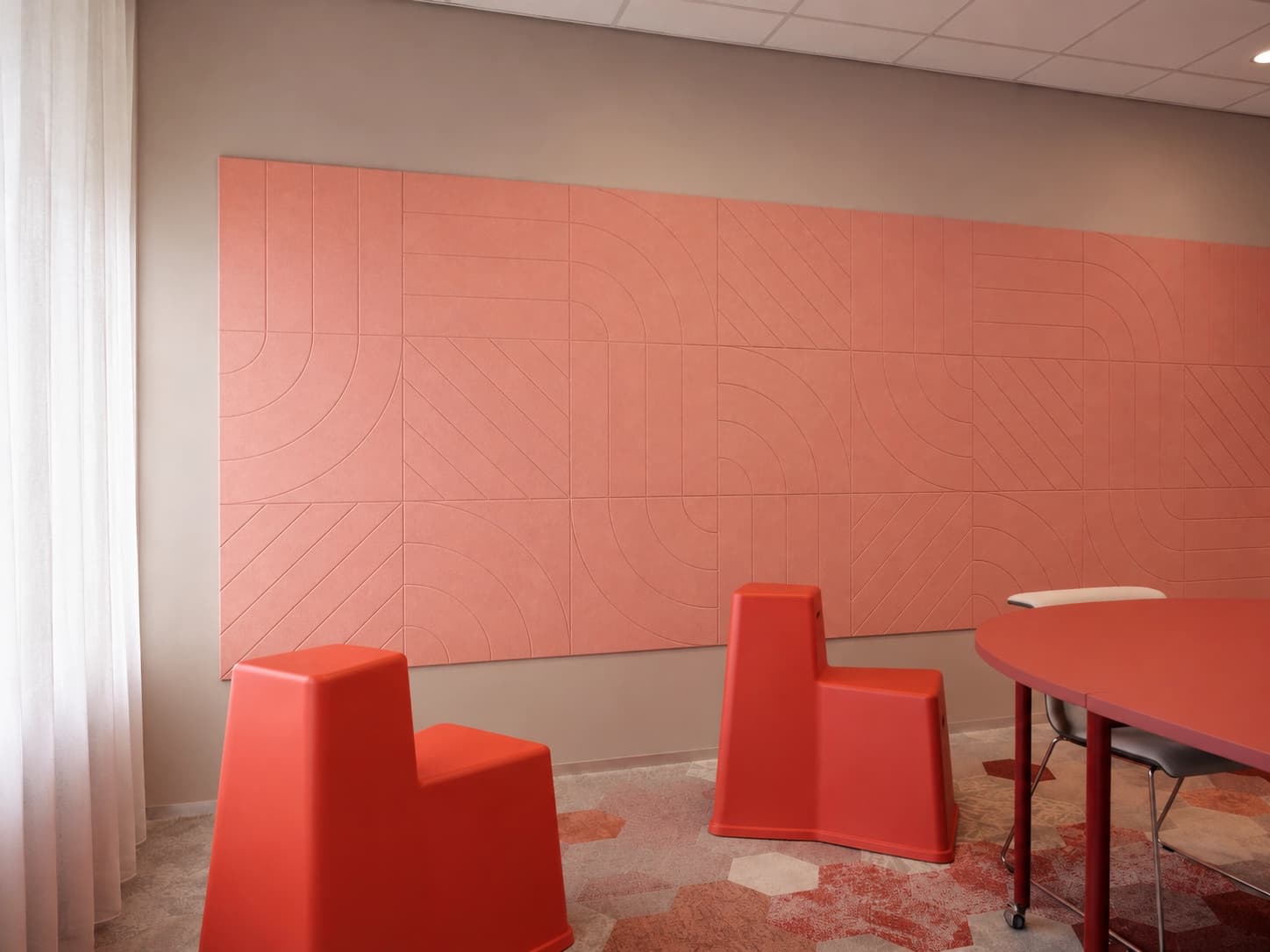 PETfelt wandpanelen patroon met grafisch snijwerk