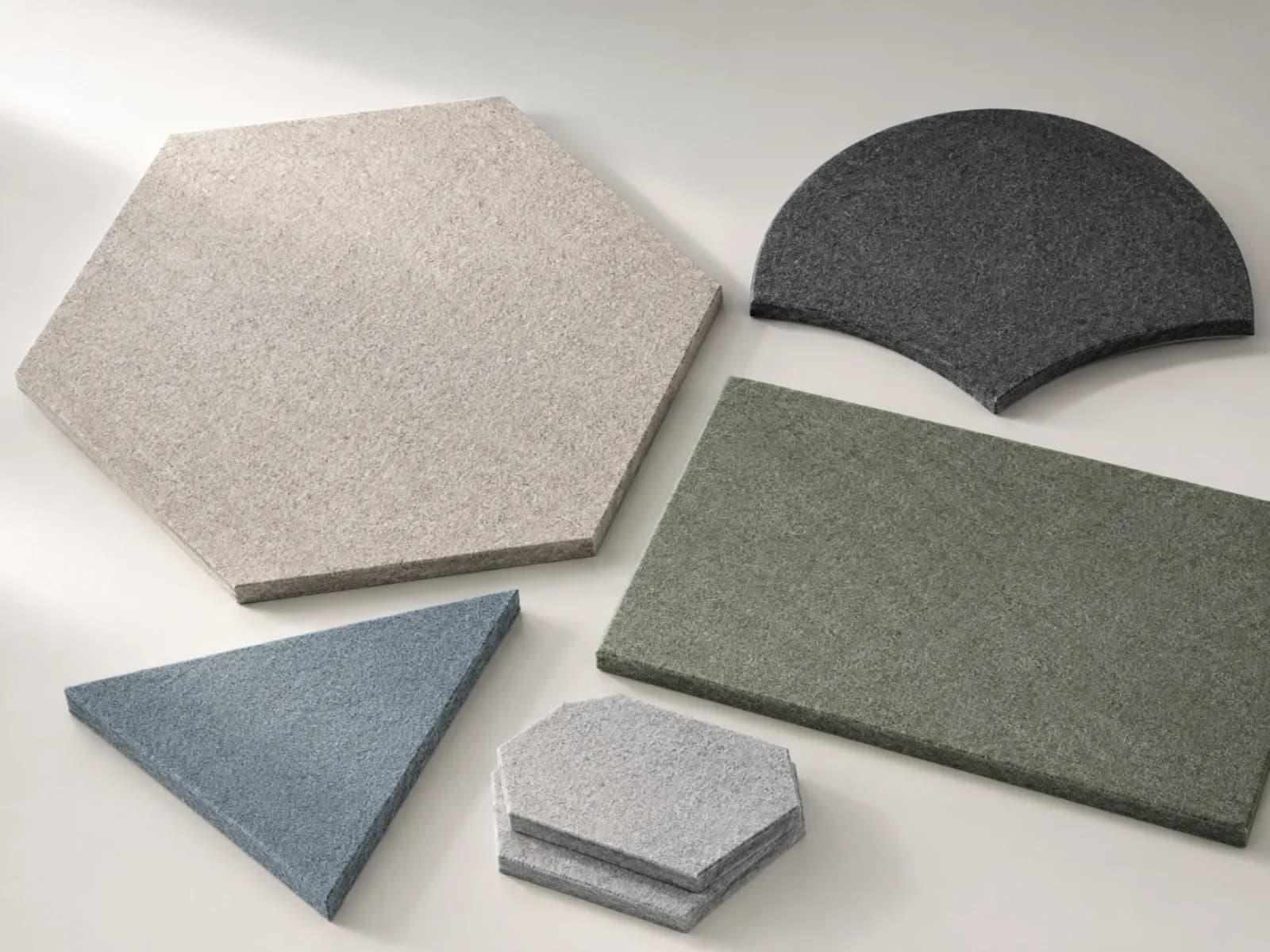 PETfelt wandtegels in verschillende vormen en kleuren